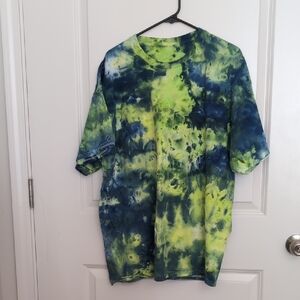 Blue and Green Tie-Dye Short Sleeve Tee